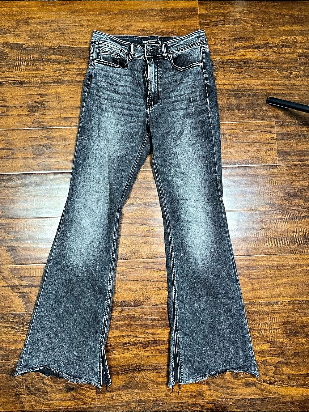 Stradivarius D74 Bell Bottom Jeans with Split Waist 40 Gray
